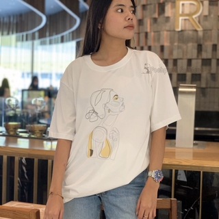 ☕️POOHPAND☕️ เสื้อยืดคอกลม Oversize สไตล์เกาหลี แนวมินิมอล Street Art หญิง-ชายใส่ได้ เท่ๆ คูลๆ ลายเส้นศิลป์ #5014