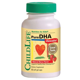 Exp. 01/25 ChildLife Essentials Pure DHA Chewable Softgel Supplement, Natural Berry Flavor, 90 ct.  DHA เม็ดเคี้ยว