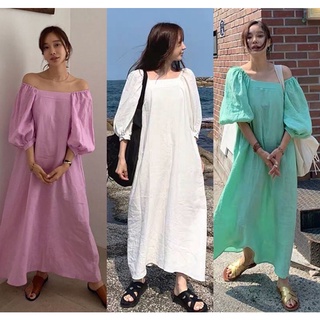 Maxidress เดรสลายพื้น เดรสสีขาว  เดรสสีม่วง เดรสเรียบร้อย เดรสทรงoversize เดรสกระโปรง เดรสแขนตุ๊กตา เดรสคอกลม งานป้าย