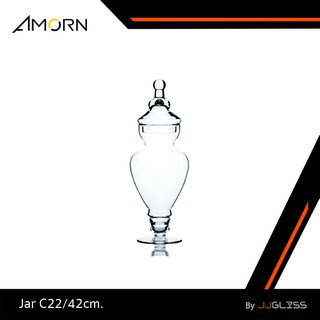 JJGLASS - ( AMORN ) Jar C22/42cm. - โหลแก้วพร้อมฝา แฮนด์เมด เนื้อใส