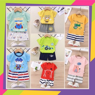 [อัลบั้ม3] เสื้อผ้าเด็ก 0-5 ปี เสื้อเด็กแขนสั้น+กางเกง ชุดเซ็ท 2 ชิ้น พร้อมส่งจากไทย