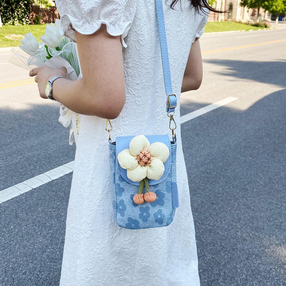 กระเป๋าสะพายข้างสไตล์ Casual Flower สำหรับใส่โทรศัพท์น่ารัก ราคา ถูกที่สุด ดีลบีเคเค แกลเลอรีภาพที่ 6