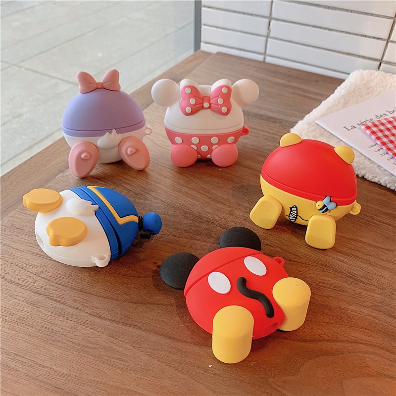 cute ass case for airpods 1/2/3/pro case funny Disney characters Minnie Mickey Winnie the pooh Donald Duck Daisy butt protectie cover soft silicone