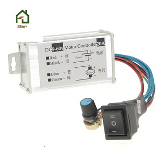 DC 9V 12V 24V 48V 60V 20A Reversible Motor Speed Controller Regulator Driver PWM