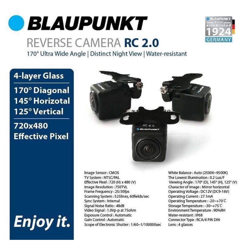 BLAUPUNKT Reverse Camera RC 2.0 กล้องถอยหลัง 4-layer glass 170 ultra Wide angle