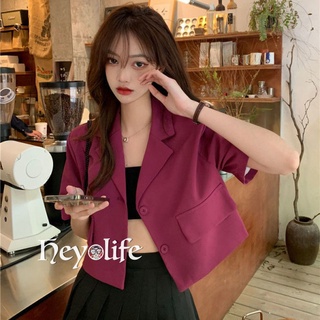 Korean cardigan short sleeve crop top blazer suit for women fashion shirts women blouse BJWJ