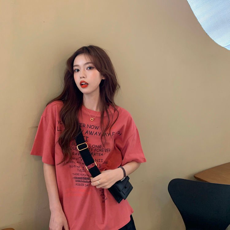Sweet เสื้อ -Oversize- ลายเรียบ ชมพูตุ่นๆอมแดง สไตล์เกาหลีน่ารัก เสื้อยืดนิ่ม แขนสั้นแฟชั่น เนื้อผ้าดี 4-66