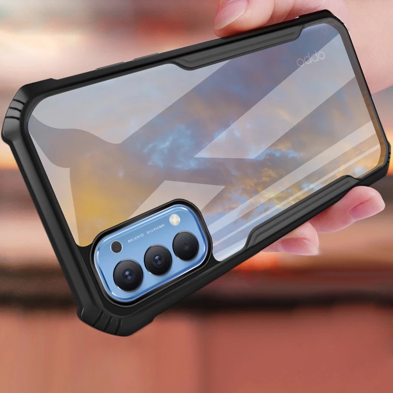 สําหรับ OPPO Reno 5 5 Pro 5F 4 4F 3 2 2F 2Z อะคริลิคใสถุงลมนิรภัยกรณี Hybrid ซิลิโคนกันชนกันกระแทก
