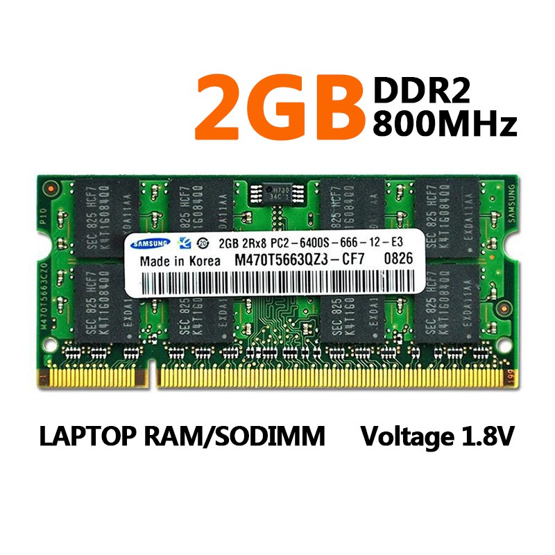มีสินค้าSamsung RAM DDR2 2GB 800MHz หน่วยความจำแล็ปท็อป PC2-6400S 200Pin SODIMM 1.8V DDR2 RAM โมดูลหน่วยความจำ