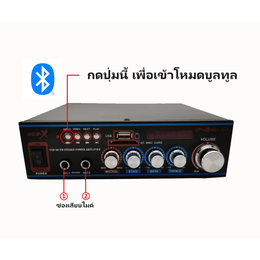 ลดล้างสต๊อกหมดแล้วหมดเลยแอมป์ขยายเสียง  เครื่องแอมป์ขยายเสียง รับลำดพงได้1,500 W รุ่น OK-308(สีดำ)