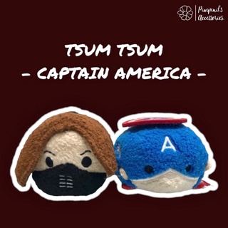 📬 พร้อมส่ง : พวงกุญแจตุ๊กตากัปตันอเมริกาและบัคกี้ซูมซูม | Captain America &amp; Bucky Tsum Tsum Plush Keychain.