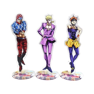 Jojo Bizarre Adventure โมเดลฟิกเกอร์อะคริลิค รูปอนิเมะ JOJO Goldenwind สีทอง สําหรับตกแต่งโต๊ะ