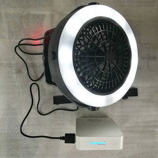 Portable 3-in-1 rechargeable USB LED light fan, tent light with hook, for outdoor camping hiking