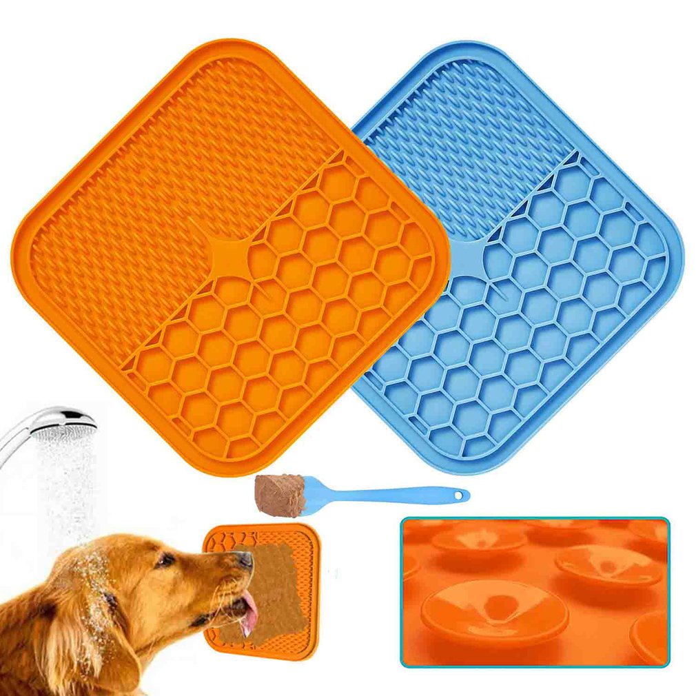 Pet Dogs Cats Lick Pad Slower Feeder Mat Pet Dog Feeding Food Bowl