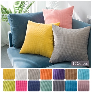 Falifap ปลอกหมอน ผ้าขนสัตว์ ทรงสี่เหลี่ยม สีพื้น ขนาด 40*40 ซม.