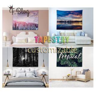 ผ้า Tapestry ลายใบไม้สีเขียวสําหรับแขวนตกแต่ง