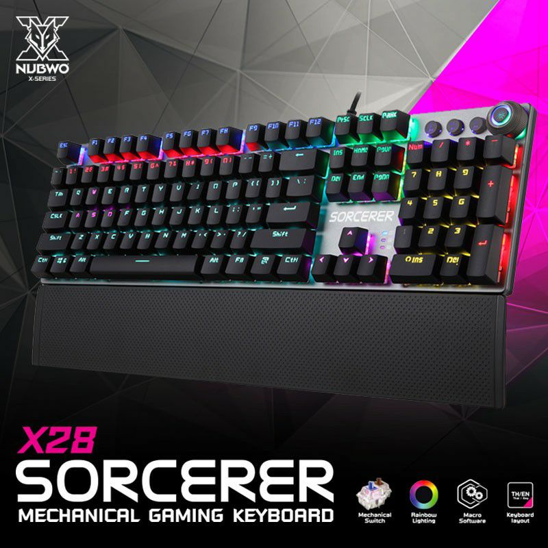 𓊆 ส่งไวทันใจ พร้อมส่งจ้า💖😋 𓊇NUBWO Sorceror X28 Mechanical Gaming Keyboard Red Switch คียบอร์ดเมคานิค