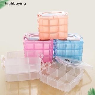 [highbuying] กล่องพลาสติก 3 ชั้น 18 ช่อง ปรับได้ สําหรับเก็บเครื่องประดับ ลูกปัด