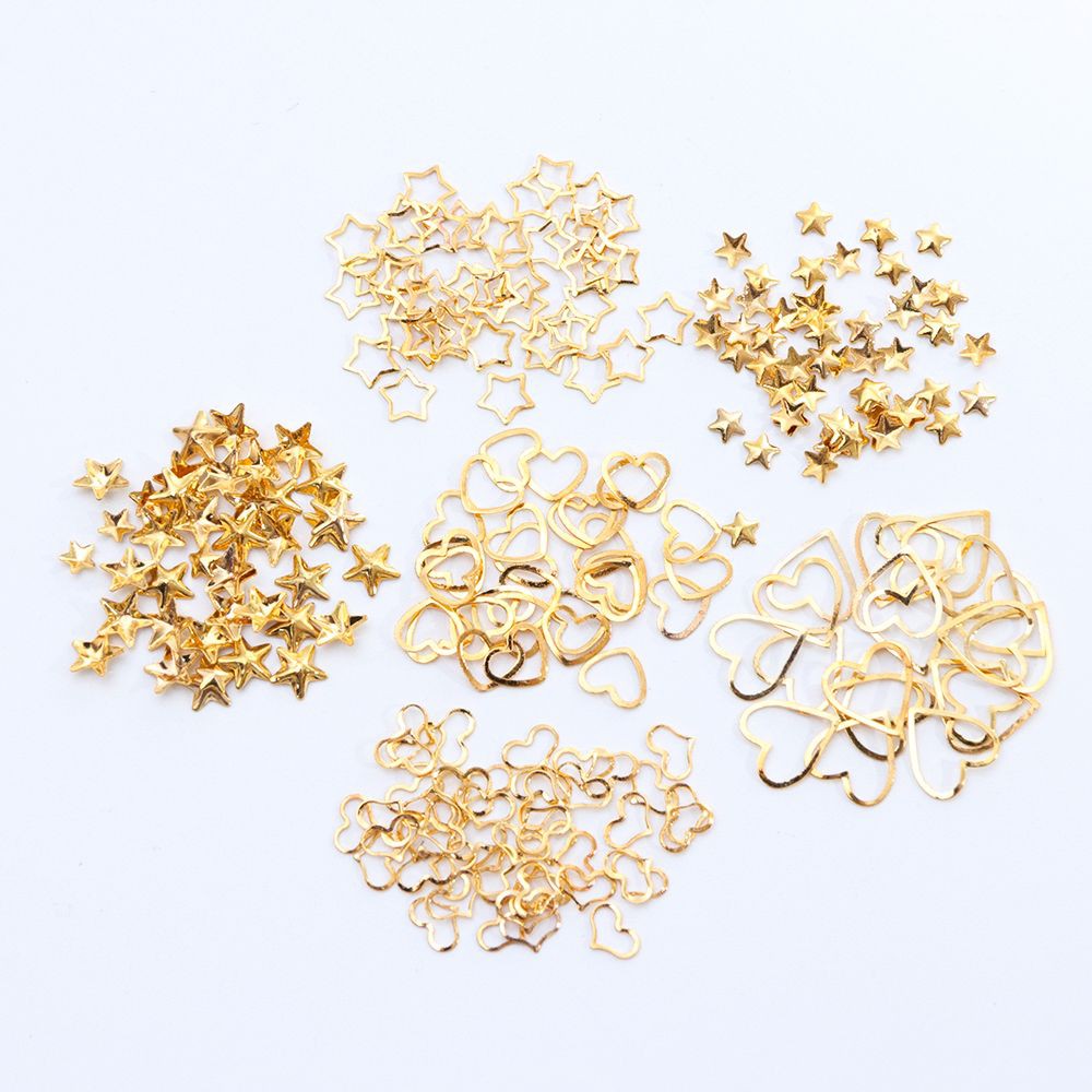6 Grid/Pack 3D Glitter Sequins Star Moon Gold Silver Silk Metal Copper ...