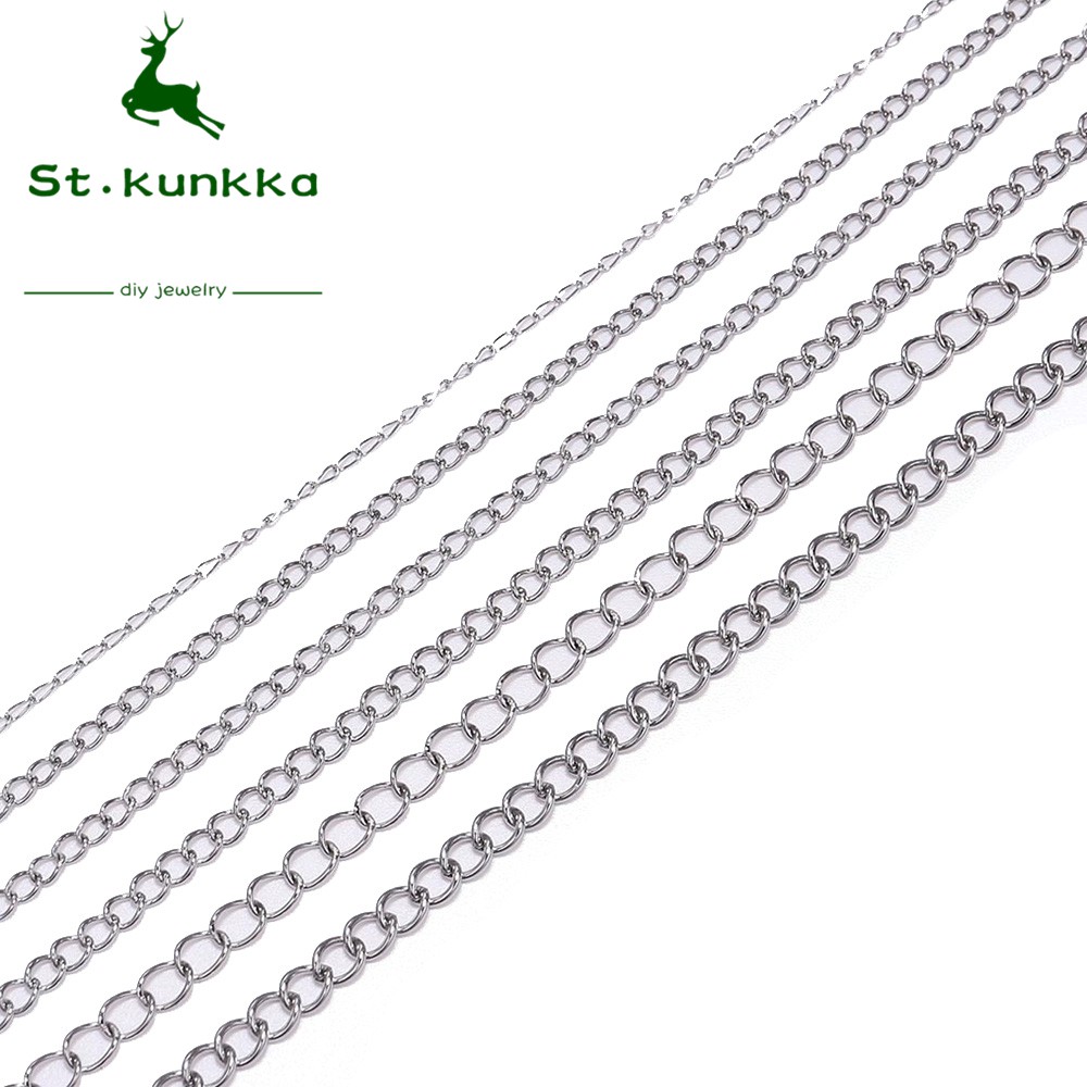 สร้อยคอสแตนเลส ห่วงโซ่ 5 ขนาด (1.2/2.2/2.4/3.0/4.0มม.) 2-5เมตร/ชุด สำหรับDIYเครื่องประดับ