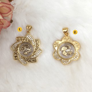 จี้กังหันฝังพลอย สีทอง จี้เสริมบารมี ใส่ในชีวิตประจำวันได้ สีทอง ทองชุบ ทองหุ้ม ฟรีถุงกำมะหยี่