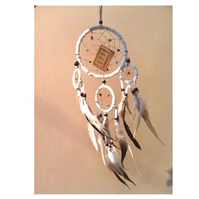 Dream Catcher ตาข่ายดักฝันร้าย สีข้าวเส้นผ่าศูนย์กลาง 12 ซม