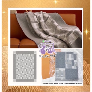 H ermes blanket Avalon Paner Block 100 X 180 Cashmere Blanket ของแท้