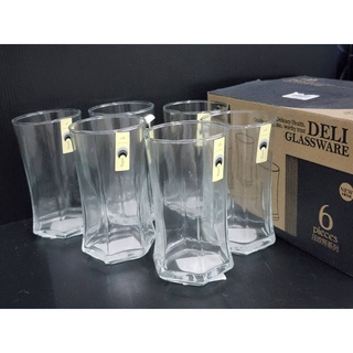 Deli Glassware แก้วน้ำสลักลาย แก้วมัค เนื้อหนา สลักลายสวยงาม สำหรับใส่เครื่องดื่มร้อนเย็น ช่วยลดอุณหภูมิขณะถือ และไม่ลื่