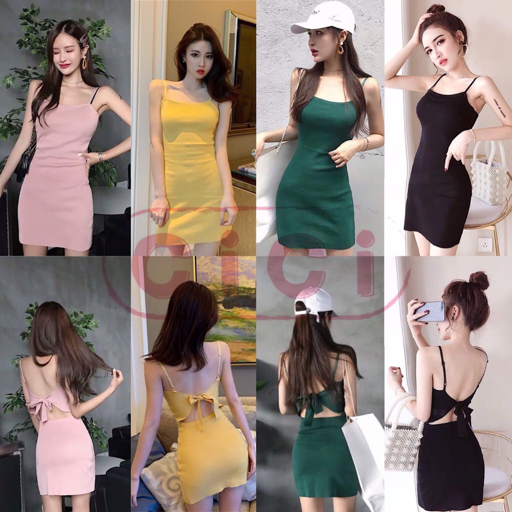 ซื้อ 2 ชิ้น เพียง ฿109 เดรสสายเดี่ยวไหมพรม ผูกหลัง เช็กชี่[D27]