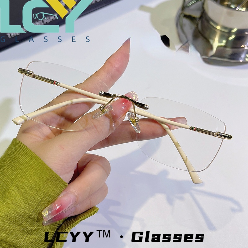 Lcyy แว่นตาสีฟ้า ไร้กรอบ น้ําหนักเบาพิเศษ สไตล์เกาหลี สําหรับถ่ายภาพอีโรติก เข้าได้กับสายตาสั้น 6022 - รูปที่ 2