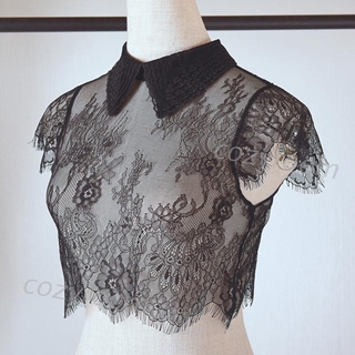 เสื้อคอปกแขนครึ่งพิมพ์ลายดอกไม้ลูกไม้สําหรับผู้หญิง