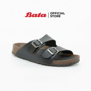 *Best Seller* Bata บาจา รองเท้าแตะแบบสวมดีไซน์สายคาดเข็มขัด 2 เส้น สำหรับผู้ชาย รุ่น Fabbo สีดำ 8616114