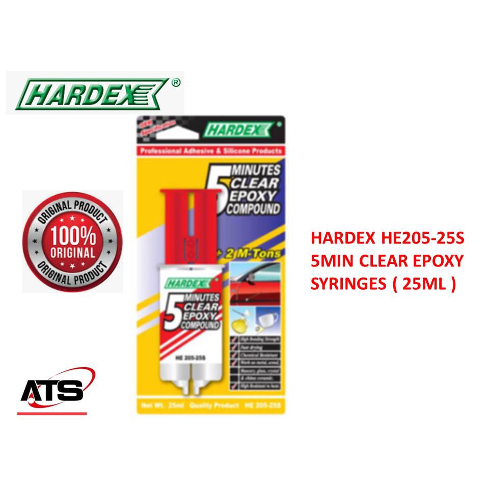 HARDEX HE205-25S 5 MIN CLEAR EPOXY COMPOUND / MIX 2 TON GUM - 25G (HE-205 25S)