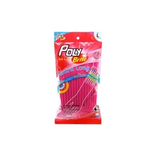 (ยกแพ็ก) Poly-Brite โพลี-ไบรท์ ถุงมือยางธรรมชาติ รุ่น Extra Long สีชมพู Size L ยาวรัดข้อศอก ไม่เปียกแขน (6 คู่/12 คู่)