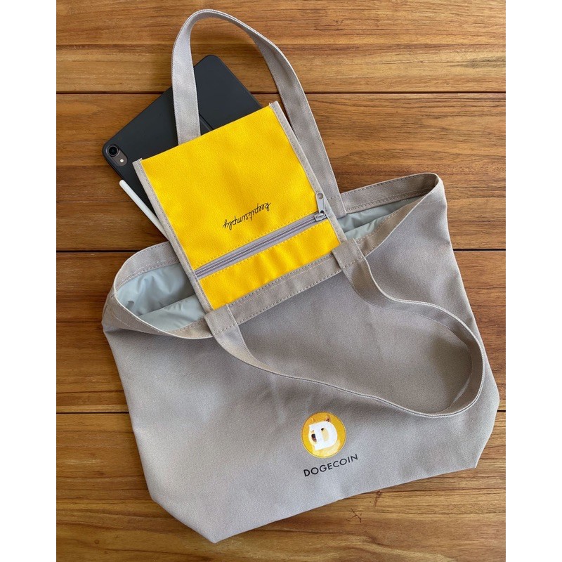 Doge Coin Tote Bag(สีเหลือง)กระเป๋าผ้าแคนวาส ลายเหรียญคริปโต บิตคอยน์  Canvas | Shopee Thailand