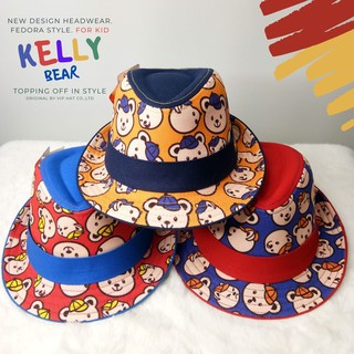 หมวกปีกกว้าง Fedora Kelly Bear  (No.1489) Hat For Kid SIZE 50 cm. / 52 cm.