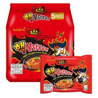 SAMYANG ซัมยัง ราเมน รสไก่เผ็ดคูณ2 ขนาด 140กรัม จัดชุด 5ซอง บะหมี่กึ่งสำเร็จรูป ราเม็ง SAMYUNG RAMEN 2X SPICY