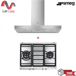 [0% 10 เดือน] (Smeg) เครื่องดูดควันติดผนัง รุ่น KBT900XE + เตาแก๊ส รุ่น SRV572XG