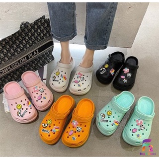 🚨F2 พร้อมส่ง🚨 รองเท้าหัวโตแบบสวม มี รัดส้น 5 สี รองเท้าแฟชั่นทรง Crocs (10)