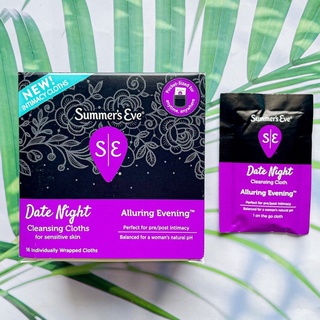 (Summers Eve®) Date Night Cleansing Cloths For Sensitive Skin, Alluring Evening, 16 Count แผ่นทำความสะอาดจุดซ่อนเร้น