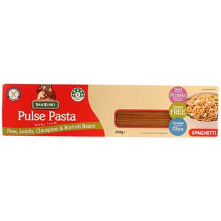 เส้นสปาเก็ตตี้จากถั่วชนิดต่างๆ ไร้กลูเตน วีแกนทานได้ San Remo Pulse Beans Spaghetti 250g.