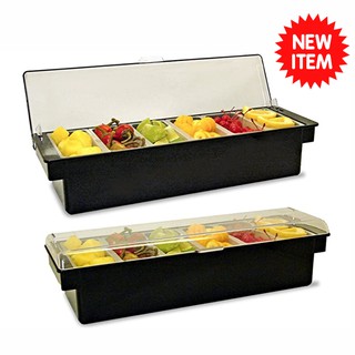 สินค้าพร้อมส่ง กล่องใส่เครื่องปรุงหรือกล่องเครื่องเคียงพลาสติก 6 ช่อง สีดำ ( Condiment holder )