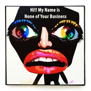 Black Face None of Your Business รูปภาพ​ติด​ผนัง​ pop art การ์ตูน cartoon แต่งบ้าน ของขวัญ กรอบรูป รูปภาพ ของสะสม