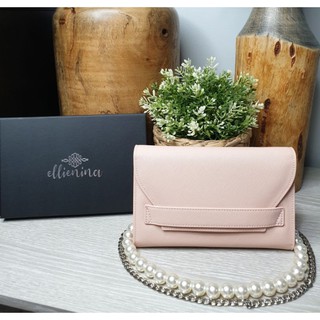 ellienina brand กระเป๋าคลัทช์ clutch bag ออกงาน หนังแท้ wallet on chain WOC