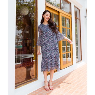 เดรสให้นม/คลุมท้อง Glinda Maxi Dress: Navy Bloom