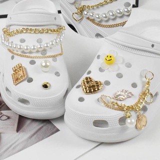 【💋Ooyoudo】Croc jibz จี้กระดุม แฟชั่น อุปกรณ์เสริม# สายโซ่โลหะ อุปกรณ์เสริม สําหรับตกแต่ง【แตะผู้หญิง jibbitz อุปกรณ์เสริม】