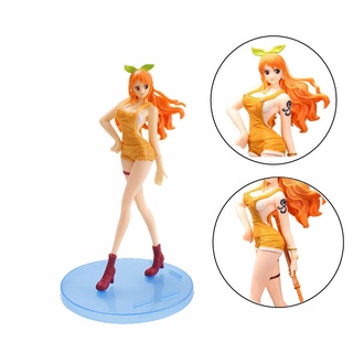 โมเดลฟิกเกอร์ Pvc รูปการ์ตูนอนิเมะ One Piece Nami สีเหลือง ขนาด 17 ซม. เหมาะกับของขวัญ สําหรับตกแต่งเค้กรถยนต์