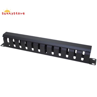 1U Cable Management Horizontal Mount 19 Inch Server Rack , 12 Slot Metal Finger Duct Wire Organizer With Cover