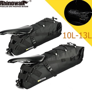 Rhinowalk 2021 กระเป๋าใส่จักรยาน 10L/13L，กระเป๋าข้างอานจักรยานความจุมาก，กันน้ำจักรยานสะท้อนแสงกระเป๋ากระเป๋าด้านหลังพับได้สำหรับขี่จักรยาน