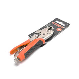 KENDO 11601 คีมล็อค ปากโค้ง (ชุบนิกเกิล/ด้ามหุ้มยางส้มดำ) 5.5/140mm KENDO 11601 Curved Locking Pliers (Nickel Plated / O